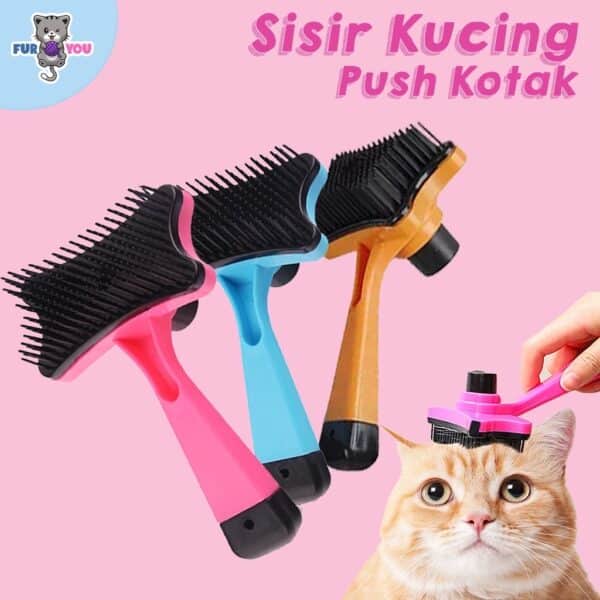 Sisir kotak Grooming Bulu Kucing Push Kotak - Chewee.co.id